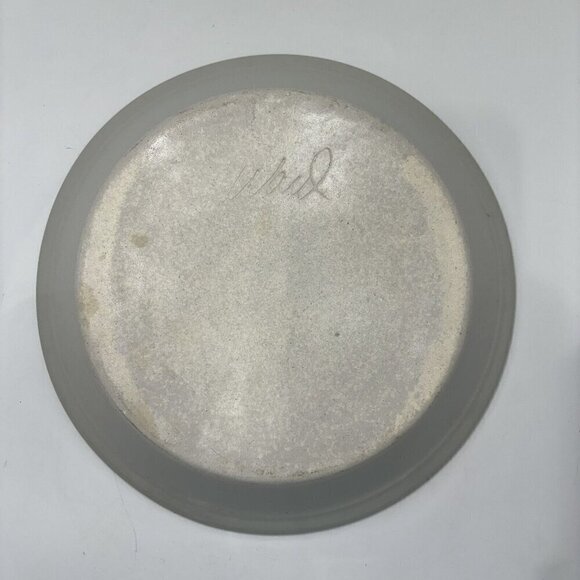 Handcrafted Pottery Artisan Signed Ward  Glazed Pie Plate Shallow Bowl Iris - Picture 4 of 12